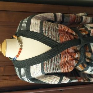 Vintage 70s NOS Space Dye Bell Sleeve Kimlon Wrap Sweater Sz M